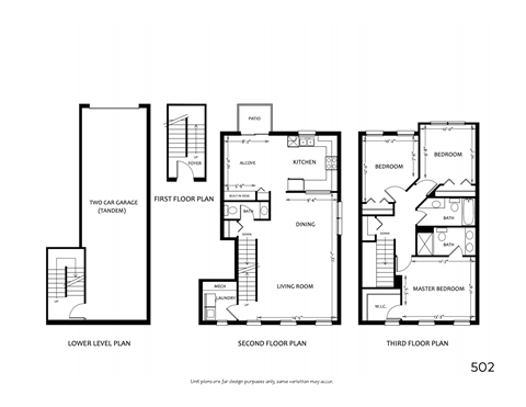 Floor plan for 3 beds, 2.5 baths, 1626 sqft